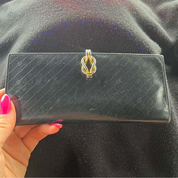 Authentic Gucci Long Wallet Vintage Leather Gold Clasp - Picture 1 of 5